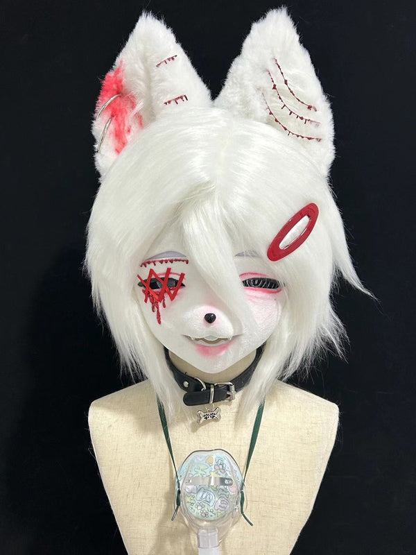 Halloween Bloody White Fox Fursuit