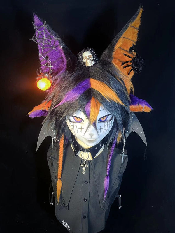 Halloween Cosplay Purple and Yellow Wolf Fursuit