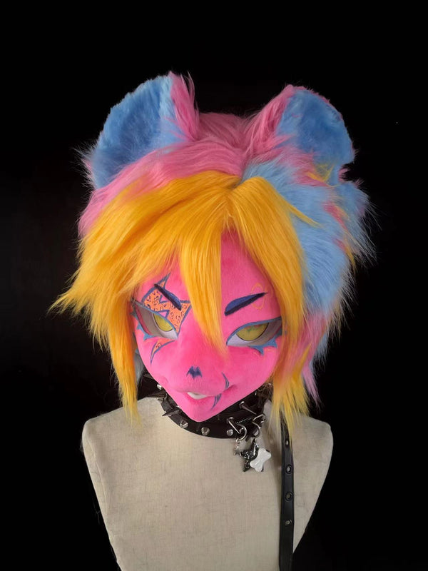 Puppy With Yellow Hair And red Face Fursuit