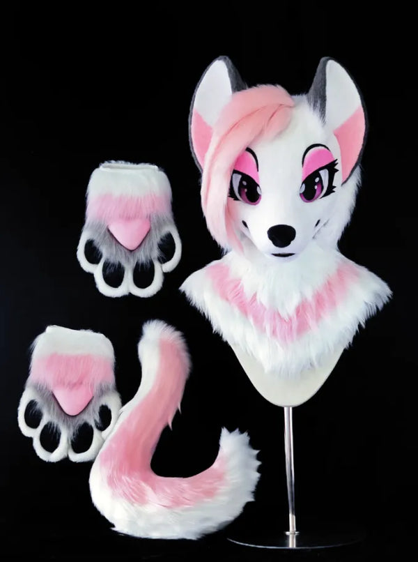 Pink Heart Wolf Fursuit