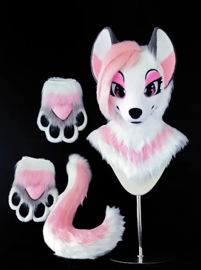 Pink Heart Wolf Fursuit