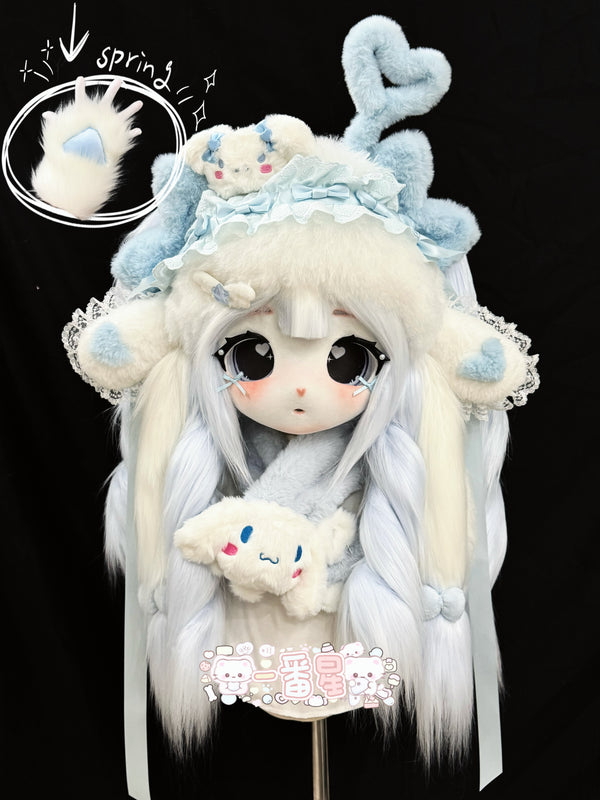 Blue and white Girl movable ears Fursuit