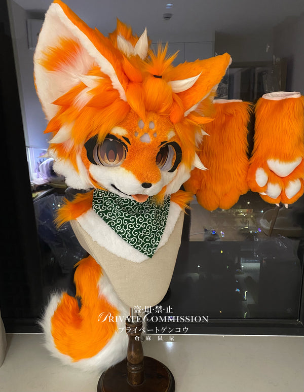 Red fire fox Kemono Fursuit Partial (including head + claws + tail)