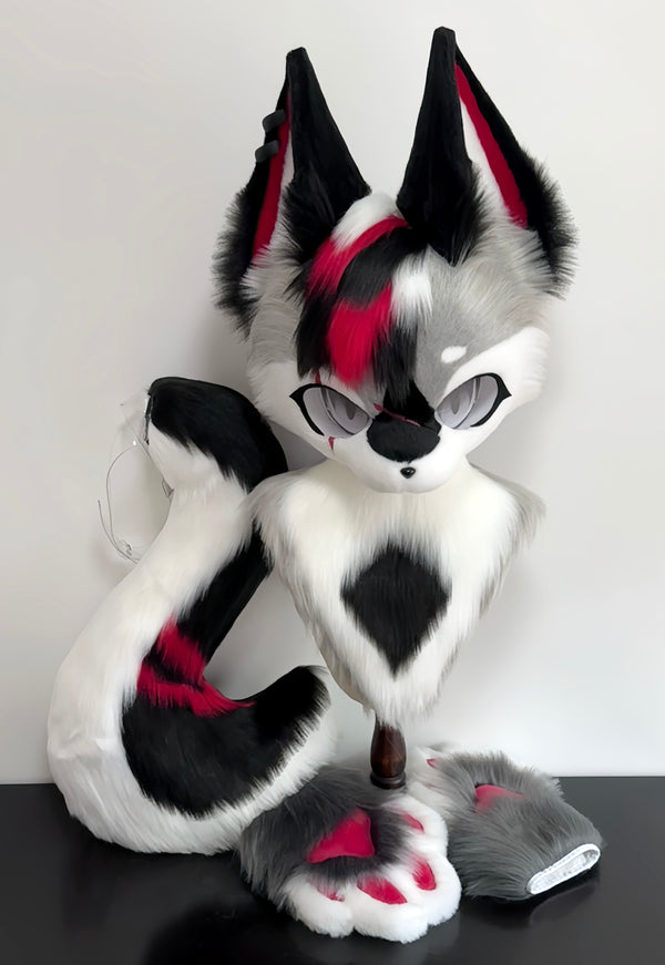 Scarlet Grouper Wolf Fursuit (Head + Claws + Tail)