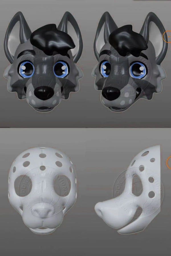 No.6 – PLA 3D Printed – Toony Canine Fursuit Headbase