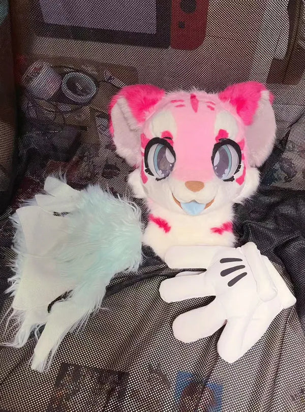Pink Striped Kitty Partial Fursuit
