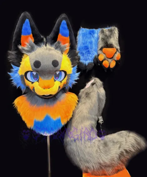 Vibrant Color Block Pup Full Partial Fursuit