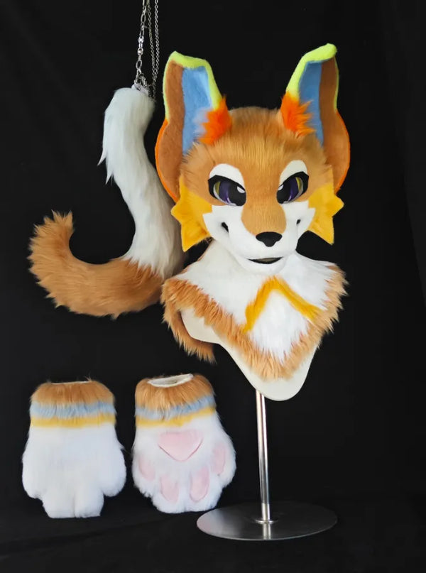 Warm Orange Star Ear Dynamic Partial Fursui