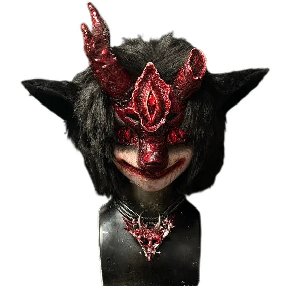 Scarlet Demon Horn Dark Fiend Fantasy Creature Mini Partial Fursuit