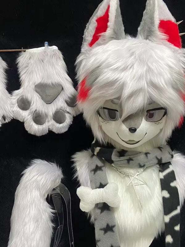 Silver Red Starlight Cool Canine Full Partial Fursuit