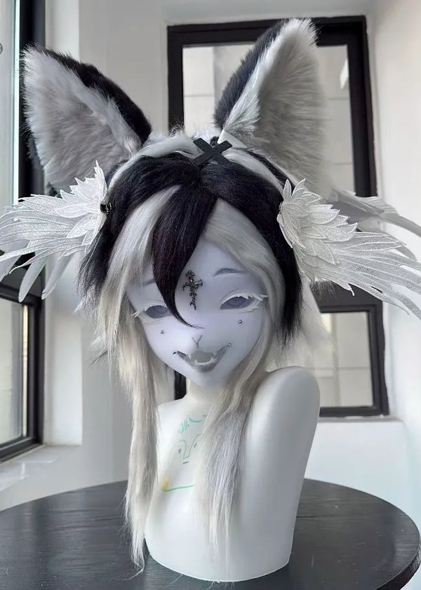 Black White Wing Thorn Dark Angel Partial Fursuit