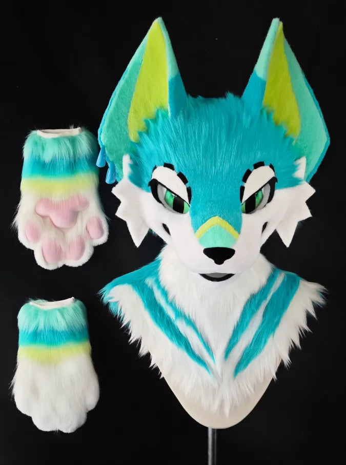 Lime Gradient Color Vitality Canine Mini Partial Fursuit | Energetic ...