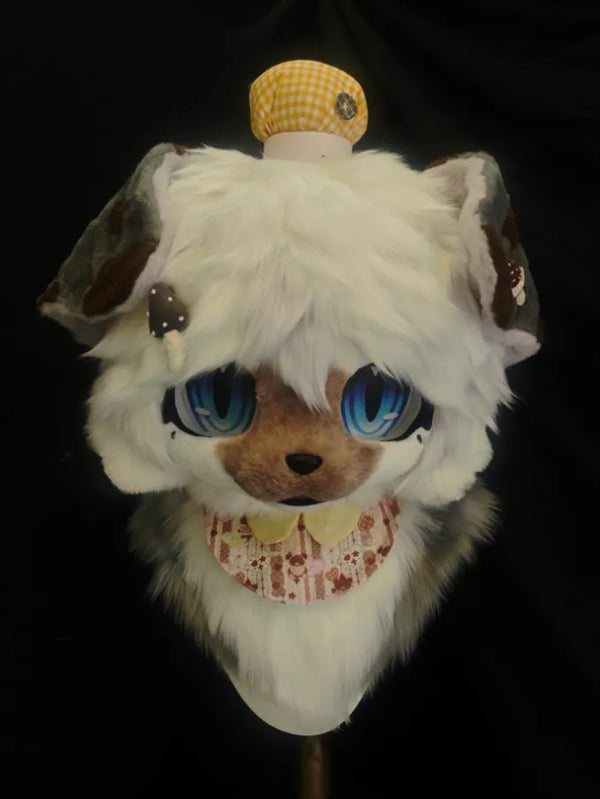 Cream White Brown Dessert Canine Mini Partial Fursuit