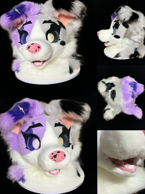 Purple White Contrast Cute Canine Mini Partial Fursuit