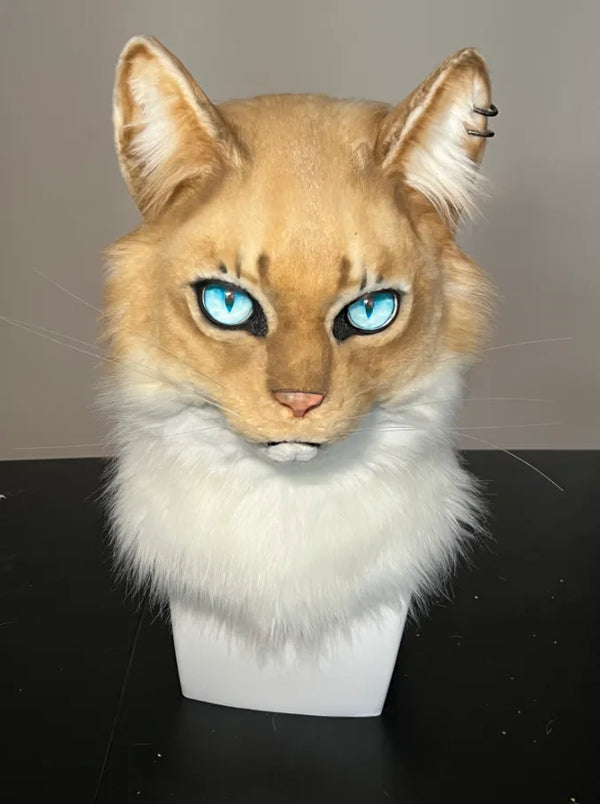 Golden White Realistic Cat Mini Partial Fursuit