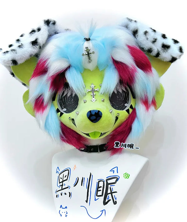 Green Pink Blue Punk Canine Mini Partial Fursuit