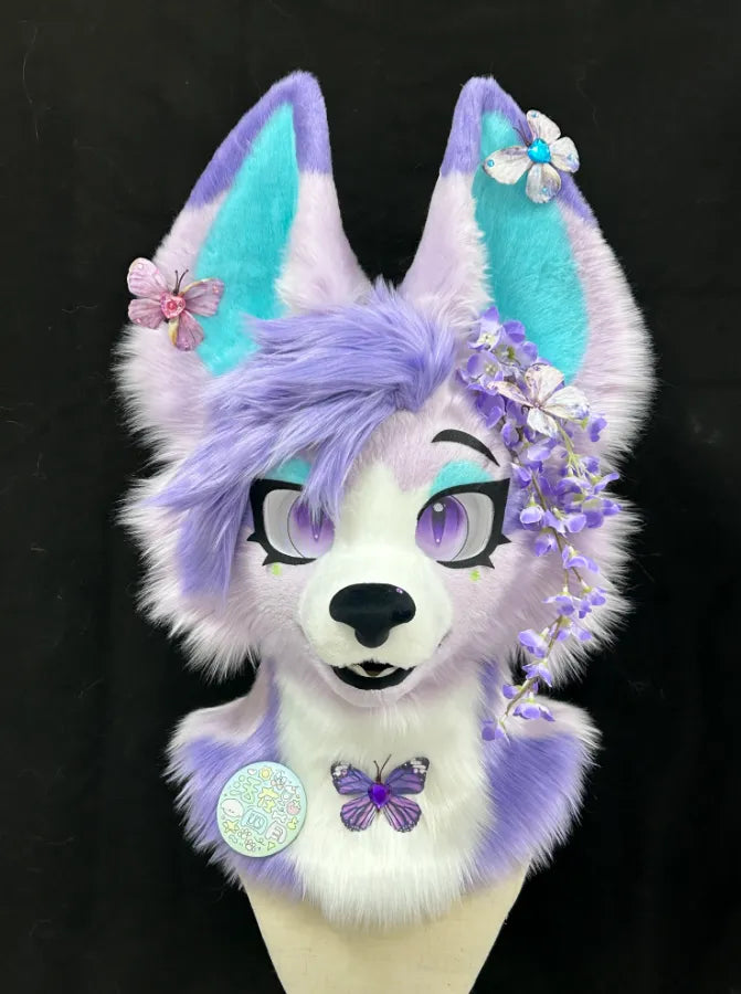 Purple Blue Floral Forest Canine Mini Partial Fursuit | Nature-Inspired ...