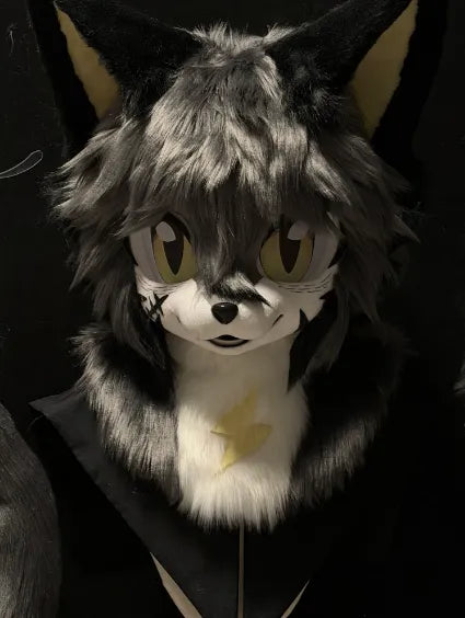 Gray Black Starlight Minimalist Canine Full Partial Fursuit