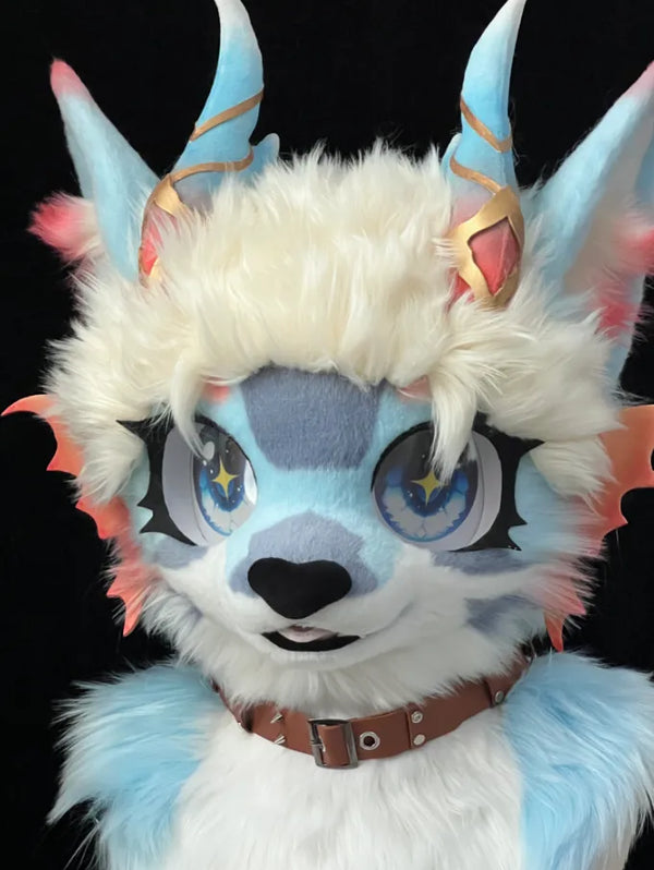 Blue White Fantasy Creature Mini Partial Fursuit