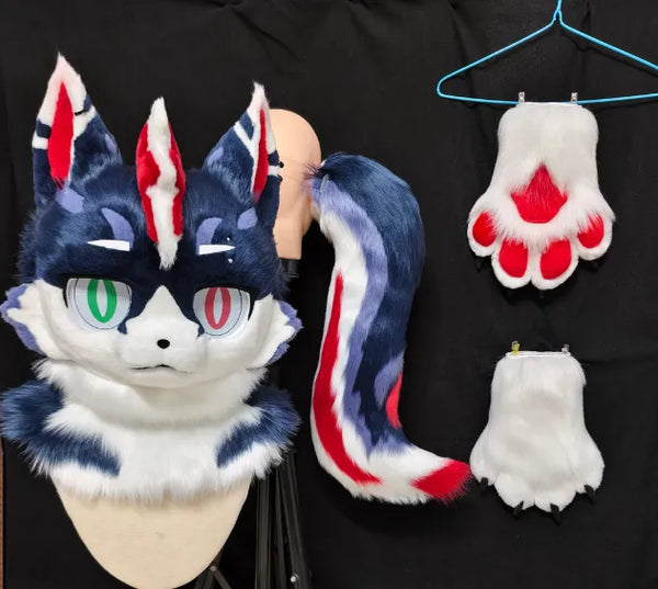 Blue Red White Heterochromatic Canine Full Partial Fursuit