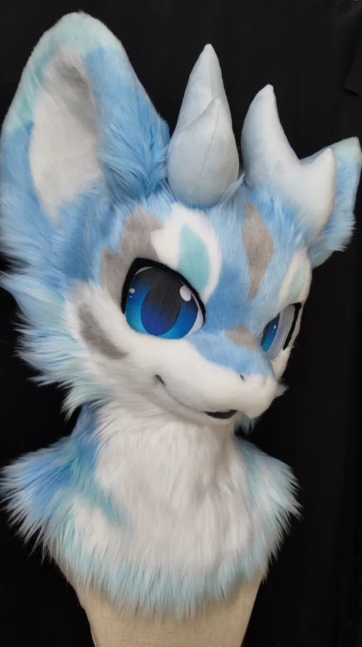 Blue White Gradient Fantasy Creature Mini Partial Fursuit – Soft Tones ...