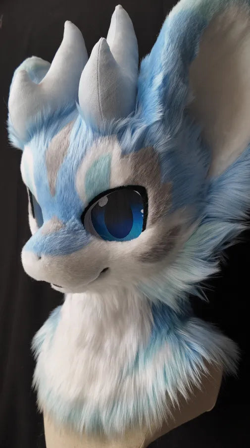 Blue White Gradient Fantasy Creature Mini Partial Fursuit – Soft Tones ...