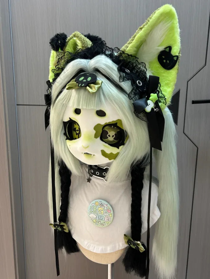 Lime Green Goth Mini Partial Fursuit – Neon Accent & Dark Aesthetic ...