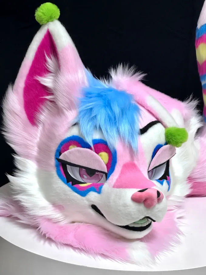 Vibrant Pink & Blue Colorful Accent Partial Fursuit | Custom Fantasy ...