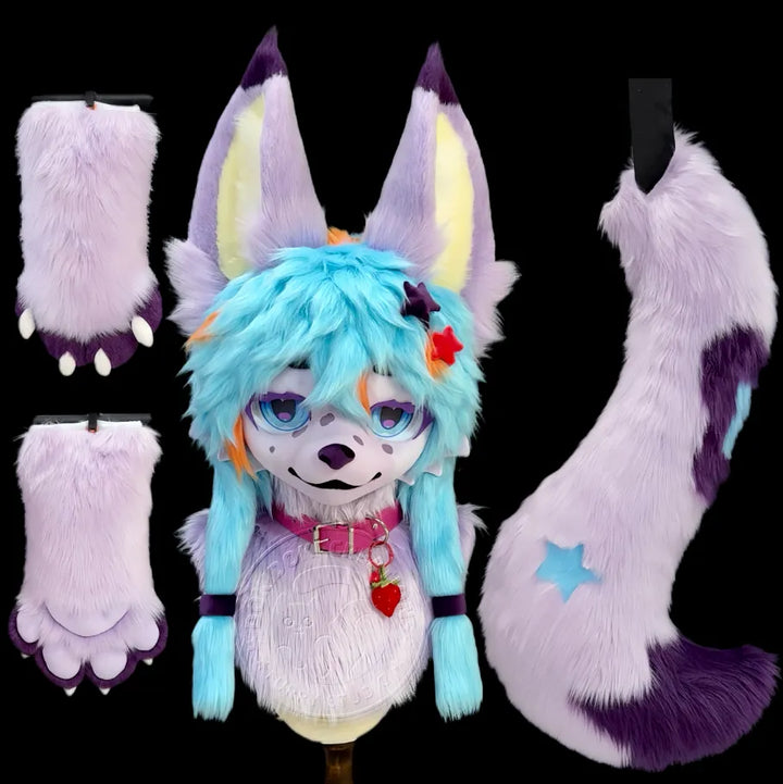 Cyan Purple Star-themed Full Partial Fursuit Furry Costume Set ...