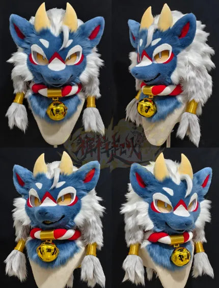 Blue White Fantasy Wolf Mini Partial Fursuit Furry Costume Set ...