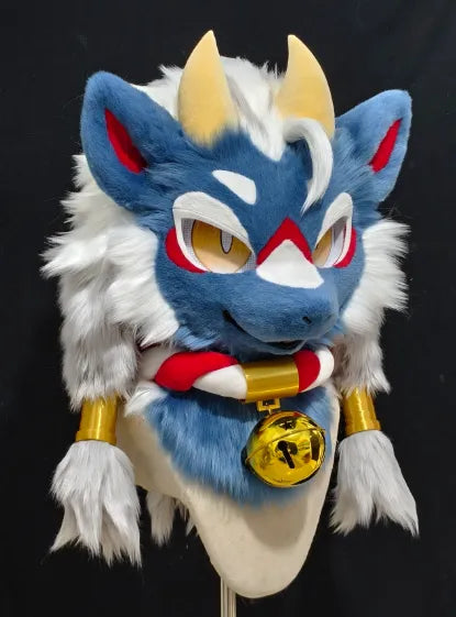 Blue White Fantasy Wolf Mini Partial Fursuit Furry Costume Set ...