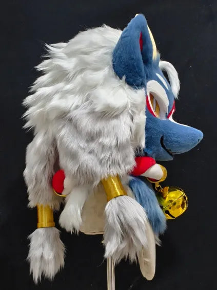 Blue White Fantasy Wolf Mini Partial Fursuit Furry Costume Set ...