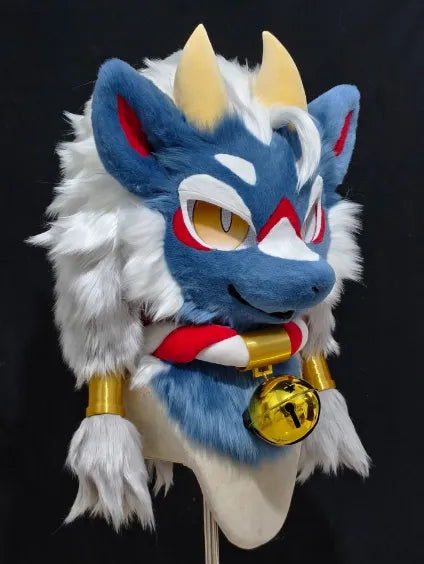 Blue White Fantasy Wolf Mini Partial Fursuit Furry Costume Set ...