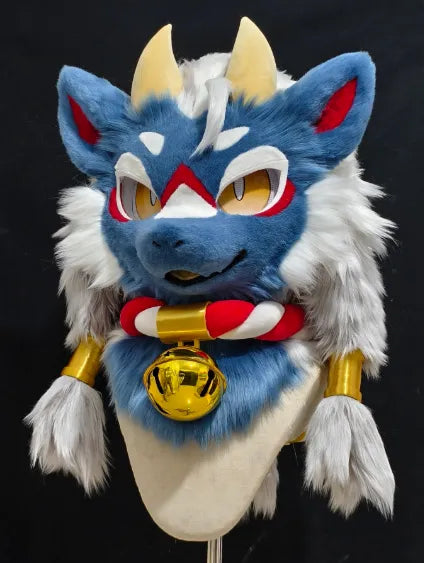Blue White Fantasy Wolf Mini Partial Fursuit Furry Costume Set ...