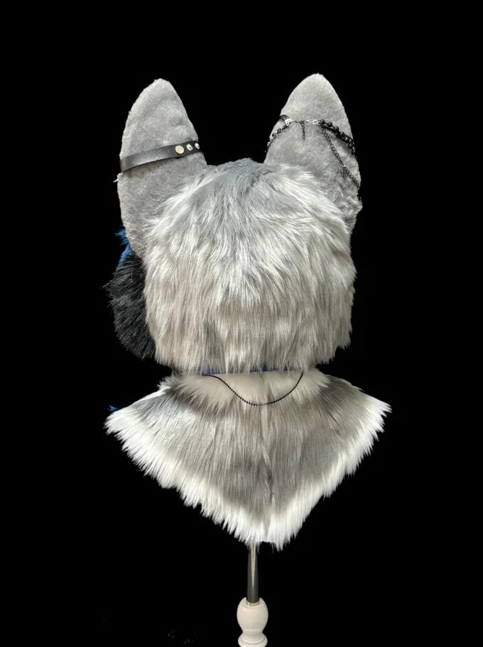 Blue Noir Gothic Wolf Full Partial Fursuit (Studded Accents & Cross ...