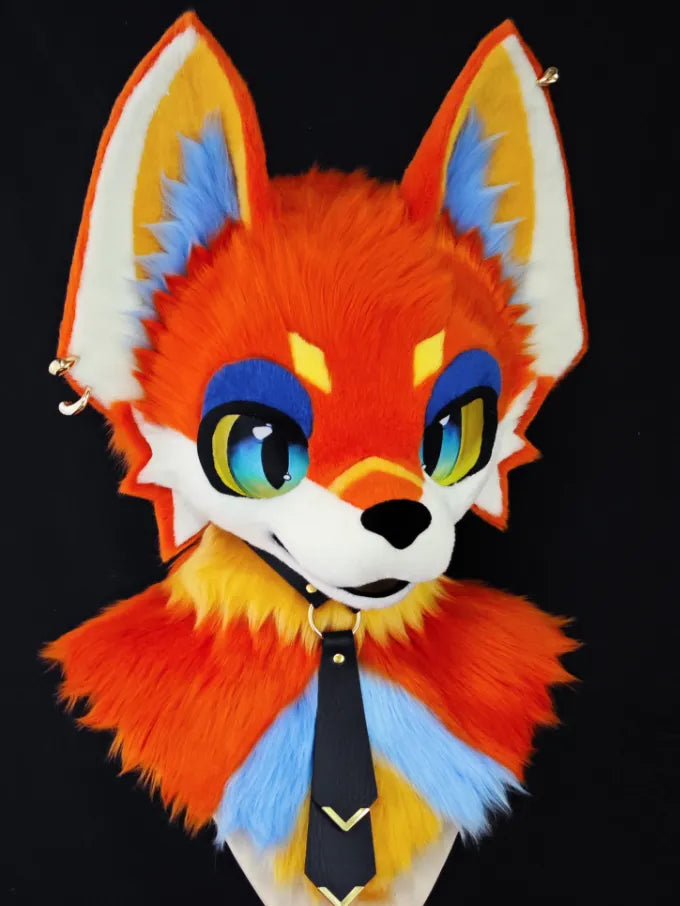 Rainbow Gradient Tie Fox Toony Full Partial Fursuit (Orange-Rainbow ...