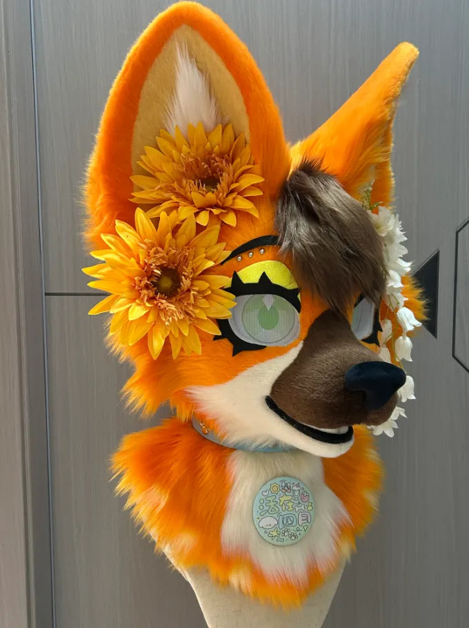 Sunflower Spirit Fox Toony Mini Partial Fursuit (Orange-White Toony Fox ...