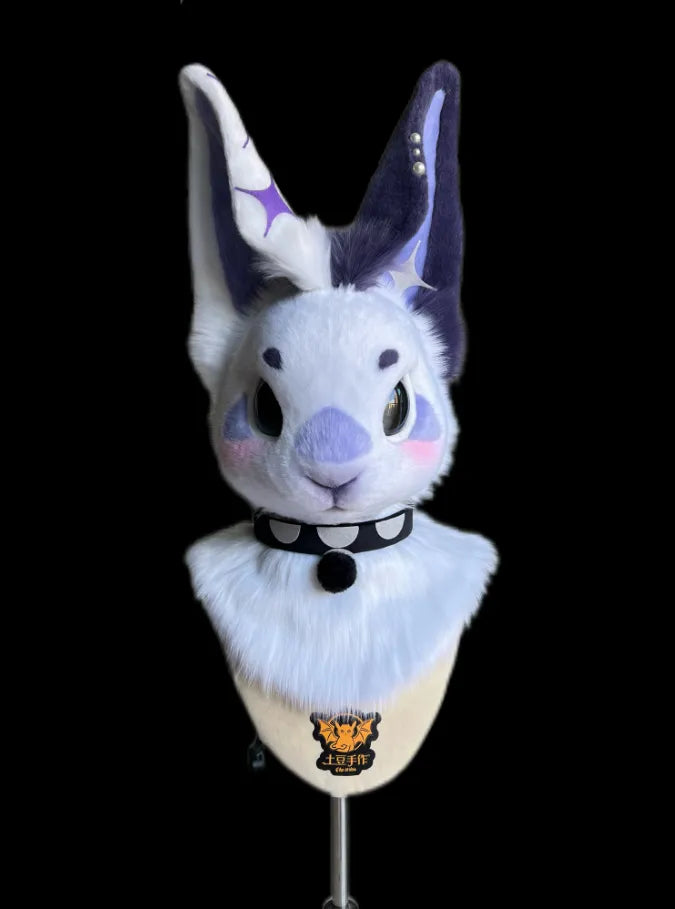 Star Fantasy Purple Ear Rabbit Realistic Mini Partial Fursuit (White ...