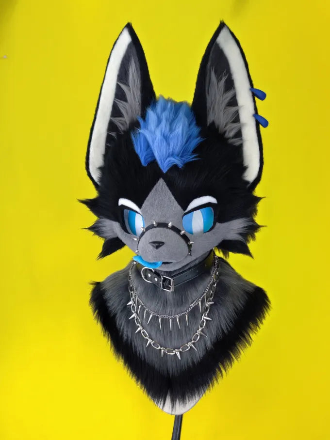 Punk Blue Mohawk Toony Mini Partial Fursuit (Head + Paws) – DokiDoki ...