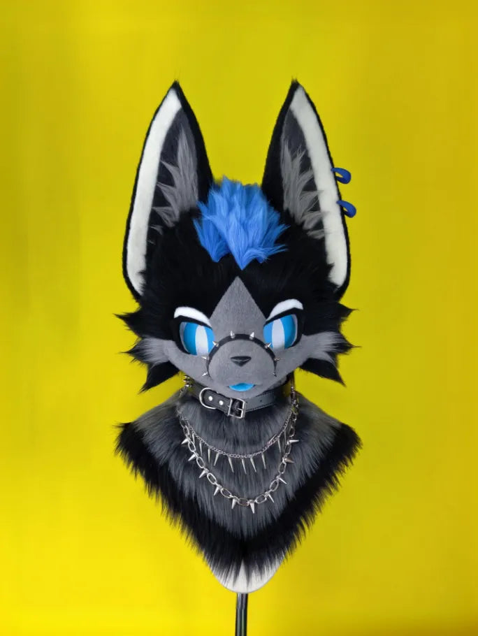 Punk Blue Mohawk Toony Mini Partial Fursuit (Head + Paws) – DokiDoki ...