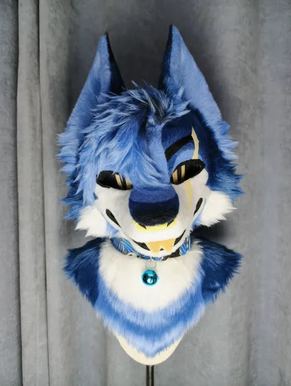 Gradient Blue Wolf Toony Full Fursuit Partial (Head + Paws + Tail ...
