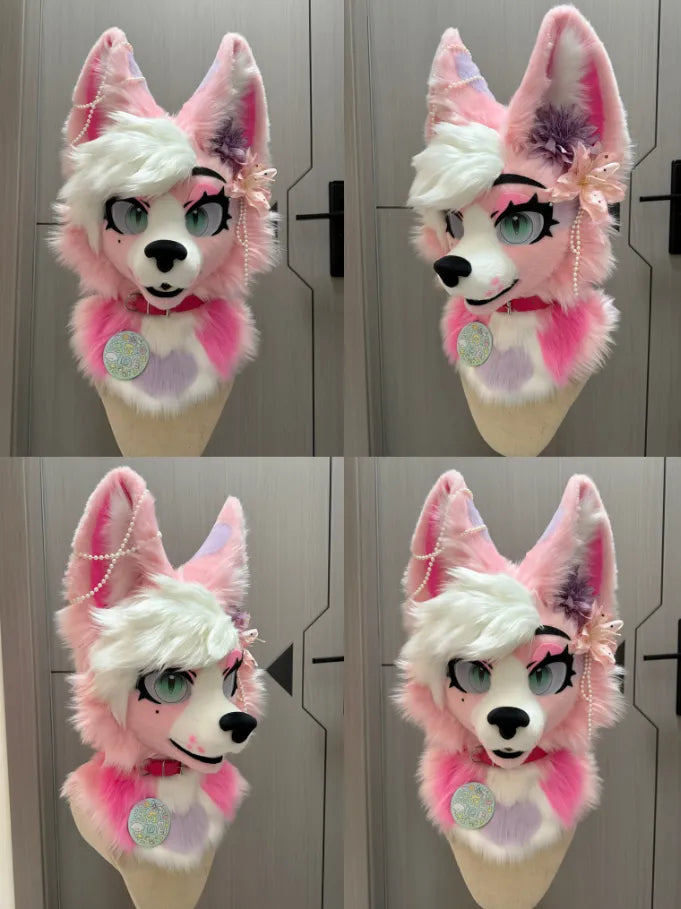 Pastel Pink Fox Toony Mini Partial Fursuit (Head + Paws) – DokiDoki ...