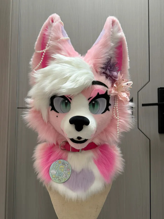 Pastel Pink Fox Toony Mini Partial Fursuit (Head + Paws) – DokiDoki ...