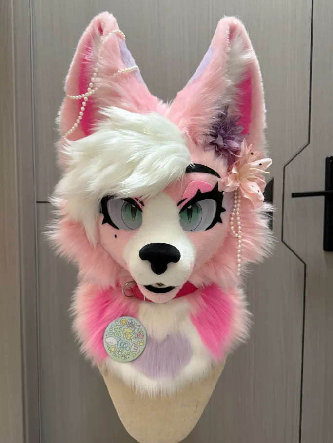 Pastel Pink Fox Toony Mini Partial Fursuit (Head + Paws) – DokiDoki ...