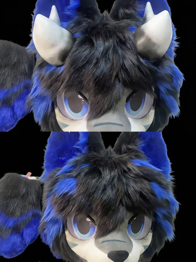 Punk Blue Wolf Toony Full Fursuit Partial (Head + Paws + Tail ...