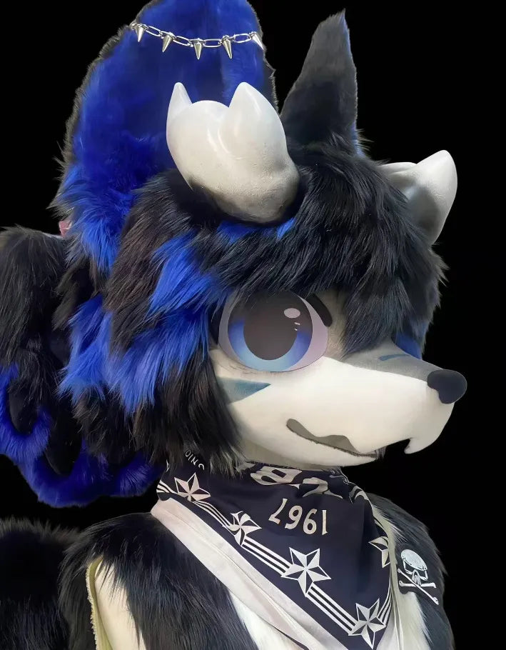 Punk Blue Wolf Toony Full Fursuit Partial (Head + Paws + Tail ...