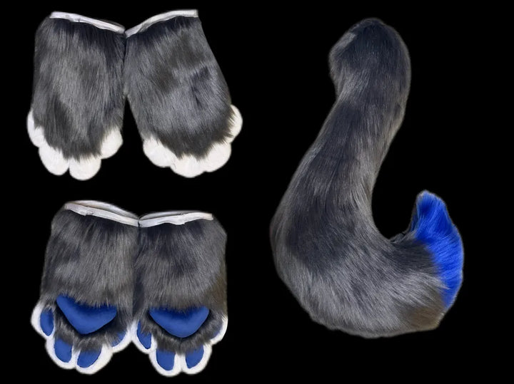 Toony Gothic Blue Wolf Partial Fursuit (Head + Paws + Tail) – DokiDoki ...