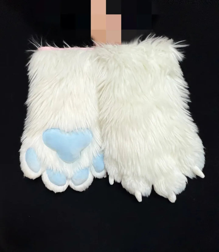 Toony Ice Blue Horned Wolf Mini Partial Fursuit (Head + Paws ...