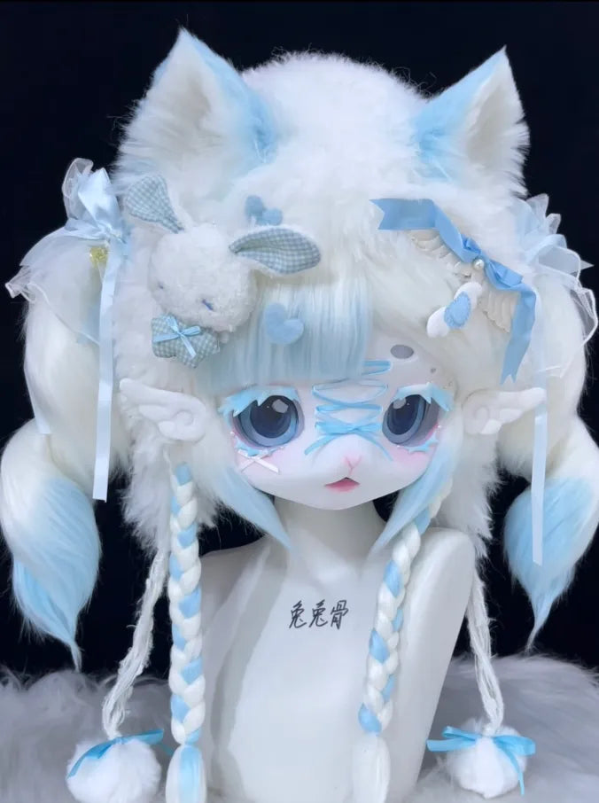 Blue White Bunny Mini Partial Kig Fursuit (Head + Paws) – DokiDoki ...