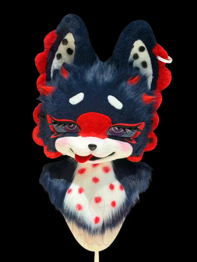 Ladybug-Inspired Navy Fox Mini Partial Kemono Fursuit (Head + Paws ...